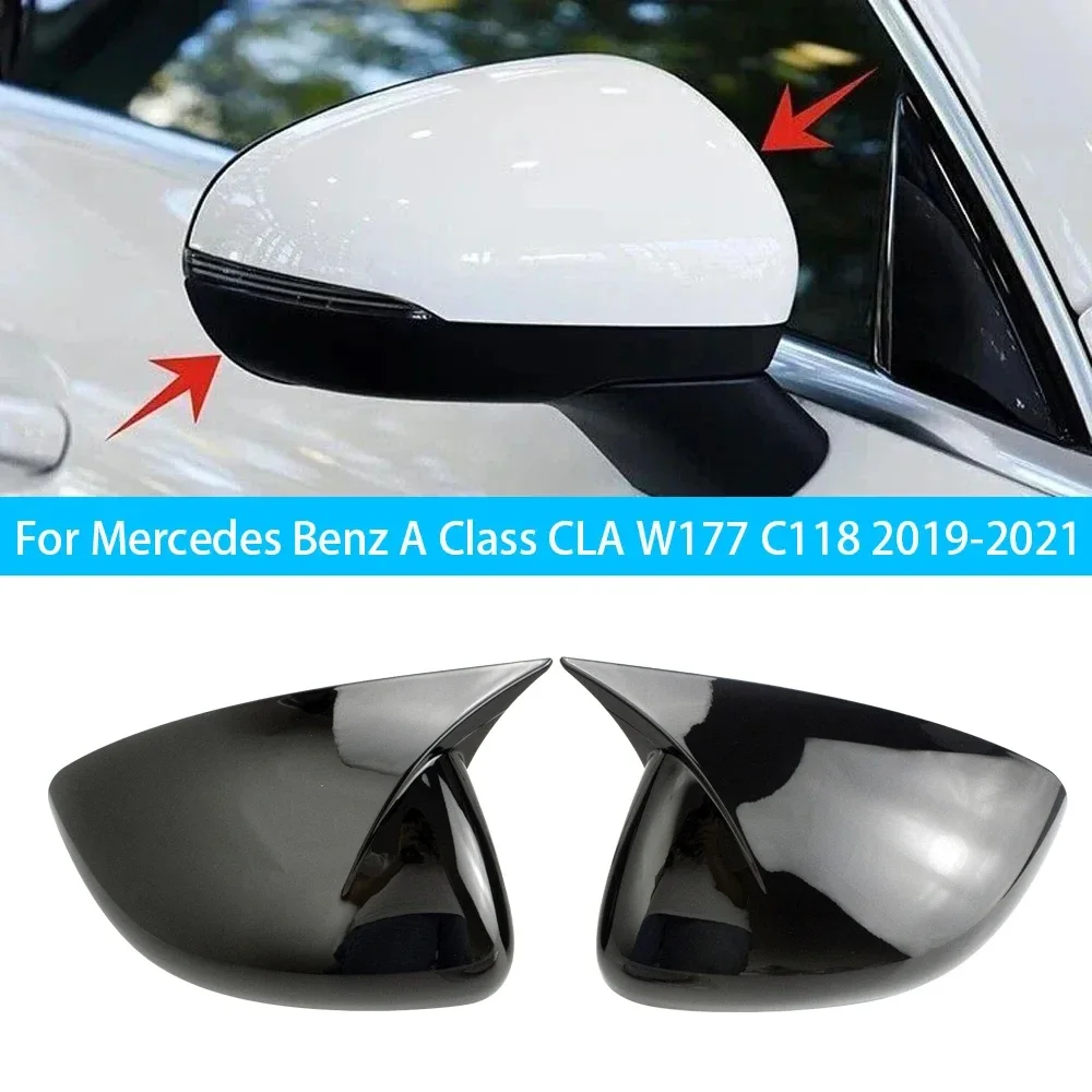 

Для LHD Mercedes Benz A Class CLA W177 C118 2019-2021 Автомобильное боковое зеркало заднего вида, наклейка на крыло, крышка, накладка на внешнюю дверь