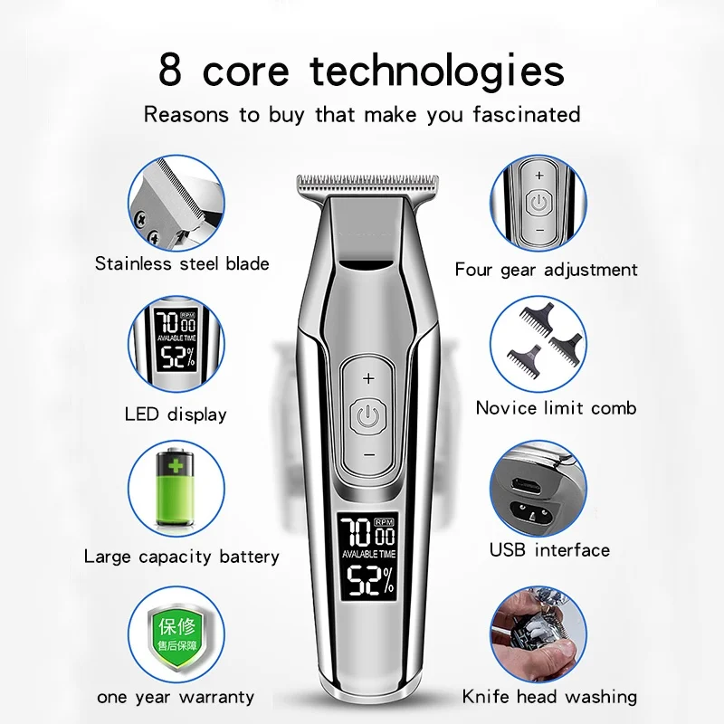 Usb Trimmer Razor Men Professional Hair Cutting Machine Mower Haircut Shaving Cordless Barber Clipper
