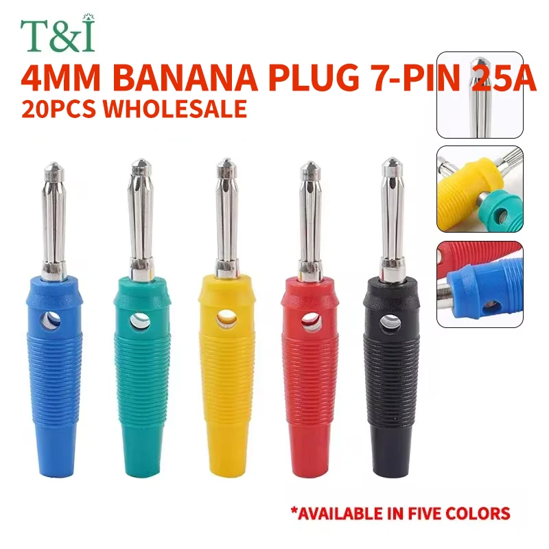 

20Pcs 4MM Banana Plug Soft Glue Solder-Free Lantern Banana Plug High Elasticity Multimeter Pen Plug