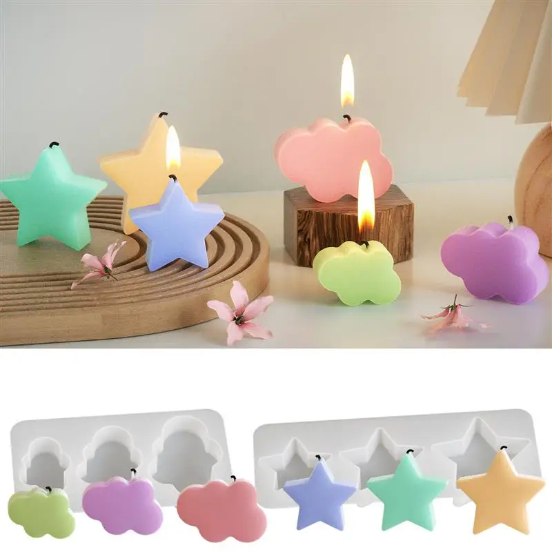 Star Candle Silicone Moulds 3PCS Pentagram Scented Mold Candle Drops Incense Expanding Mould DIY Handmade Craft Home Decoration﻿