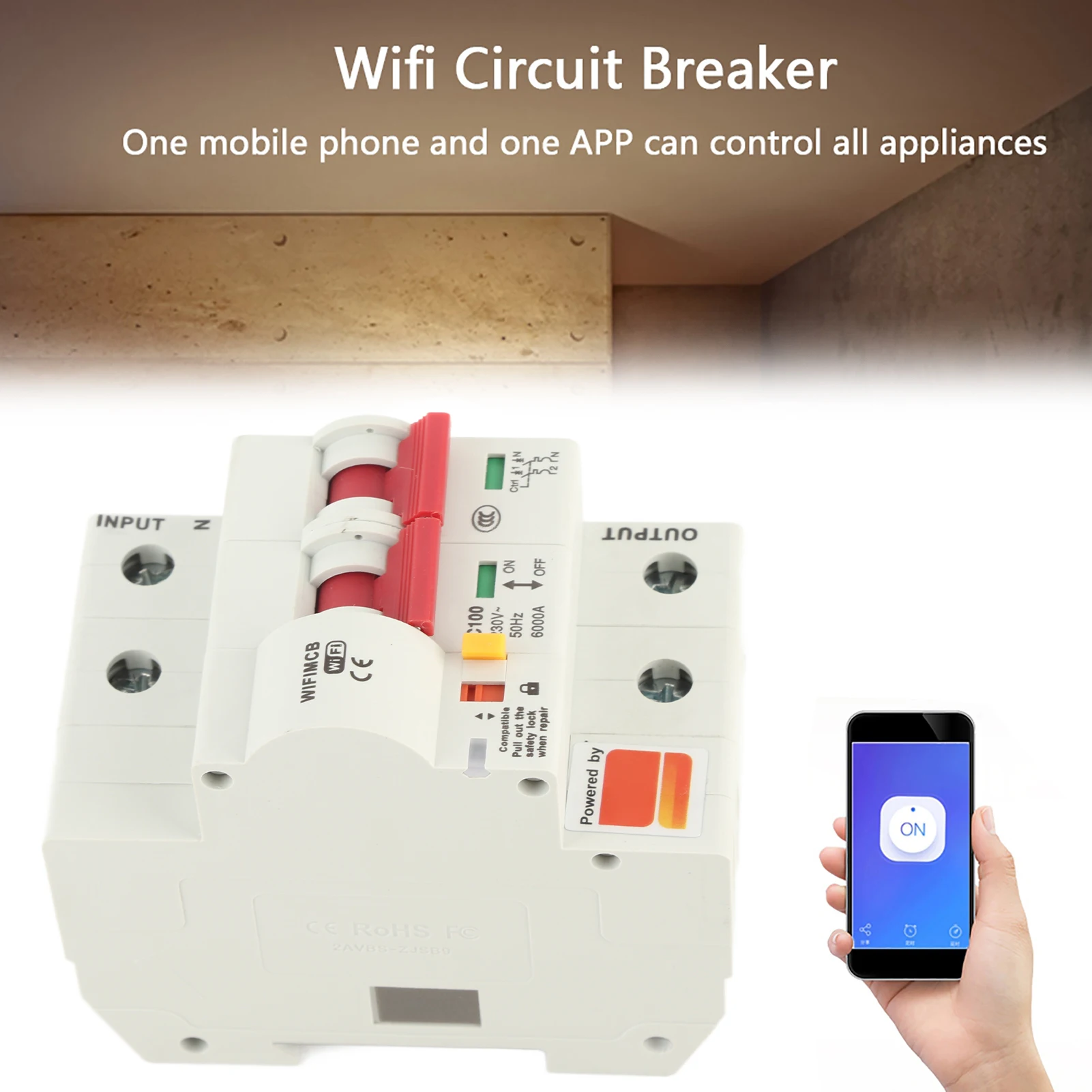 3P Circuit Breaker 2P Circuit Breaker Smart WIFI Circuit Breaker Phone APP Remote Switch PA66‑DSM Flame Retardant Shell AC220V