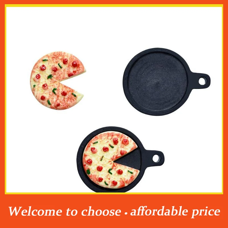 #10Pcs Mini Fake Pizza Plate Resin Figurines Lifelike Miniature Food Decor for DIY Brooch Making Bag Accessories