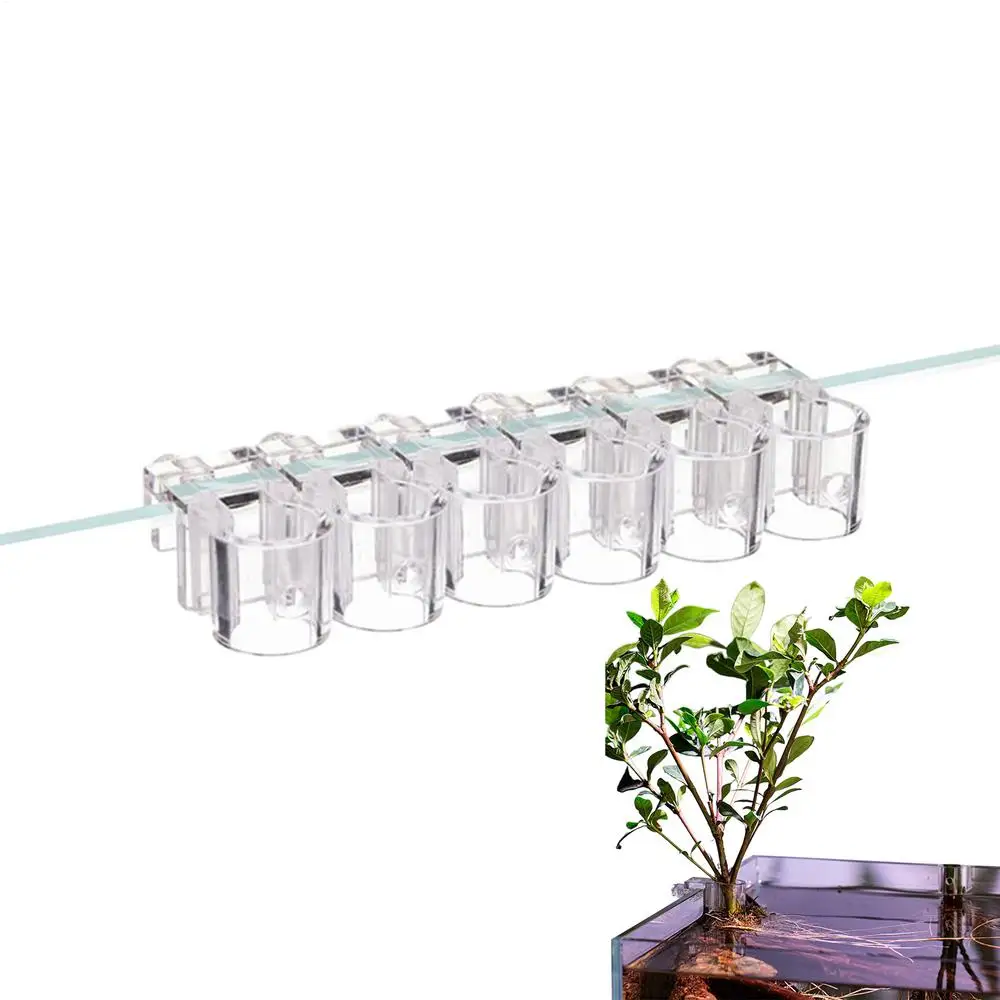 6 Stück Aquarium-Pflanzenhalter, transparente Pflanzhalterung, Mini-Pflanztopf zum Aufhängen, Aquarien-Pflanzenstütze für Fischbecken – Detail 2