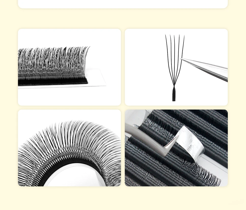 LUKATME U-Form 5D Kleeblatt Wimpernverlängerungen, vorgefertigte Fächer, Schwarz C/D/M Curl, weiche, flauschige, dreidimensionale Wimpern 7-15mm für den Salon – Detail 3