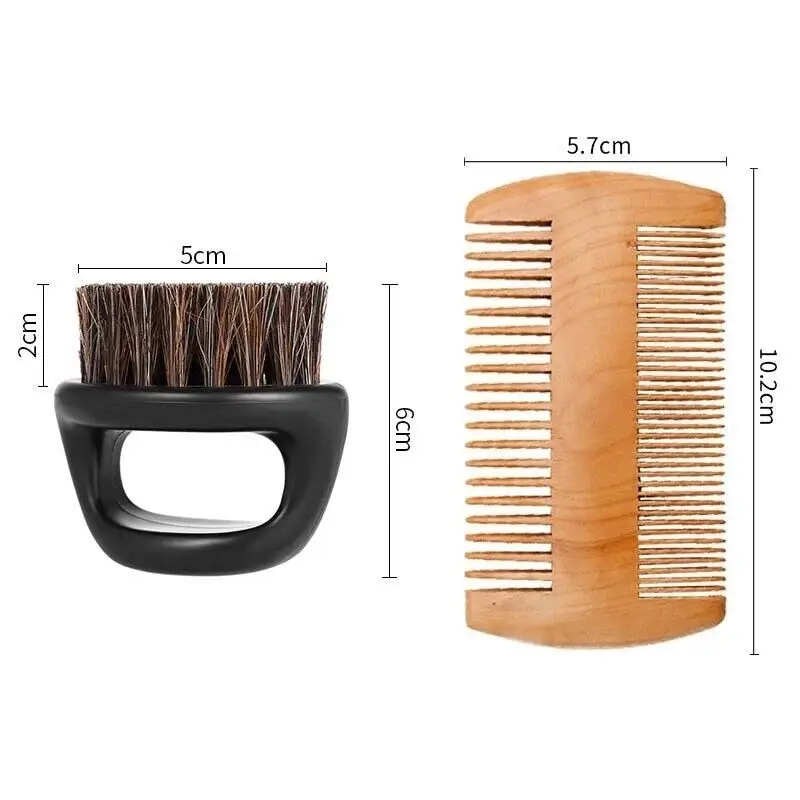 Javali cerdas barba e bigode pente conjunto, cabo de madeira escova de cabelo, barbear ferramenta masculina, novo