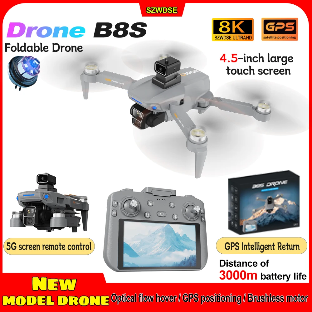 2025 جديد B8S الطائرة بدون طيار 4K المهنية 5G GPS HD كاميرا مزدوجة التصوير 3 كجم فرش طوي شاشة كبيرة أجهزة الاستقبال عن بعد اللعب هدية #1