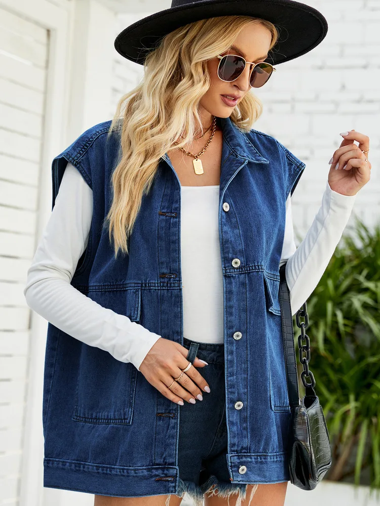 New 2026 Women Summer Jacket Outerwear Fashion Trendy Denim Sleeveless Vest Female Elegant Versatile Streetwear