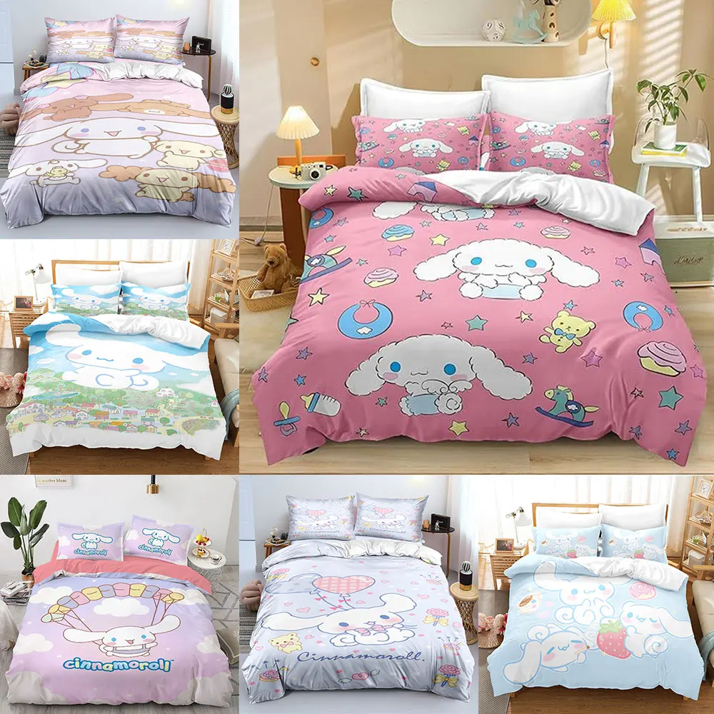 

Cinnamoroll Cute Print Bedding Sets Comforter Quilt Bed Cover Duvet Cover Pillow Case 2-3 Pieces Sets Kids Adult Size