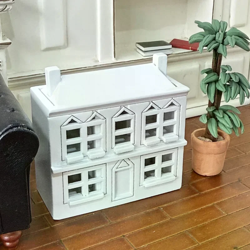 Maison de poupée miniature en bois blanc 1:12, Villa, petite maison modèle, décor de maison de poupée, Micro ornements de paysage, jouets de simulation, bricolage