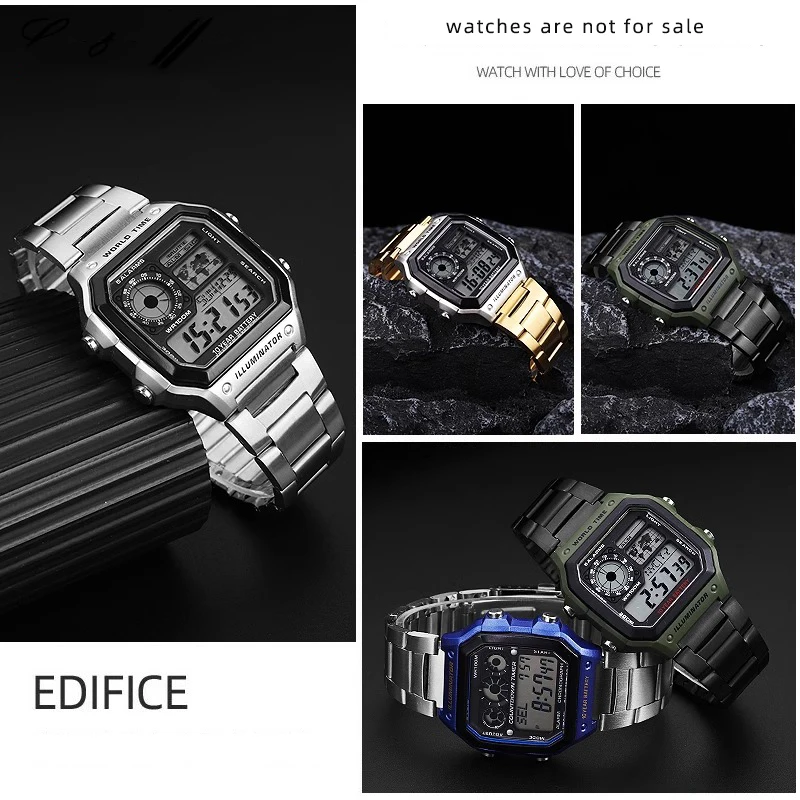 For Casio AE1200 Case Mod kit Modification All Metal Case 3299 AE-1200 bezel glass waterproof ring kit Solid Stainless Steel