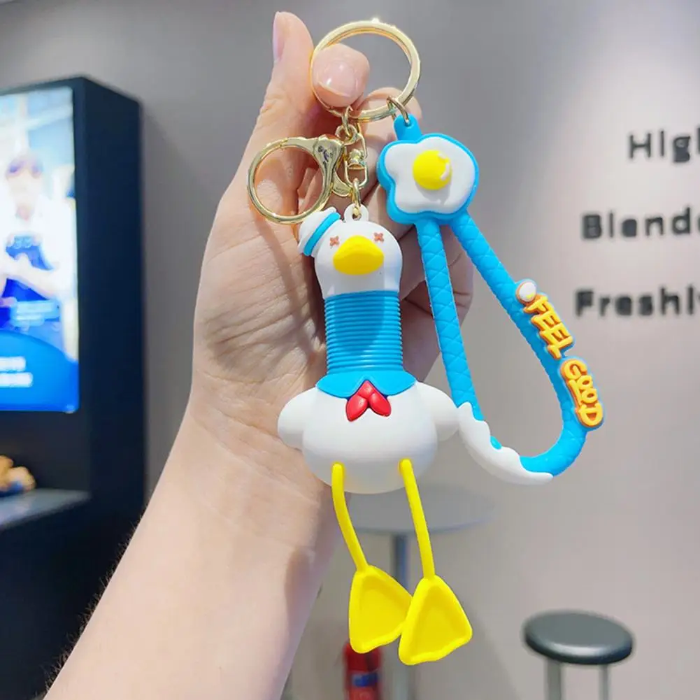 Fun Decompression Keychain Cute Cartoon Charm Keychain with Telescopic Duck Design Lanyard Fun Backpack Decoration for Kids