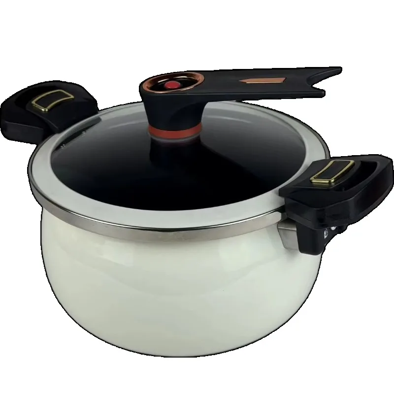 Commercial 4.5-liter professional grade white round non-stick kitchen utensils micro-pressure enamel soup pot