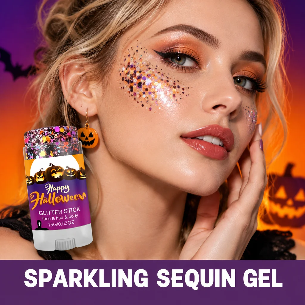 4 Colors Body Face Glitter Stick Chunky Sequins Gel Hair Makeup Crayon Halloween Christmas Party Festival Beauty Net 15g