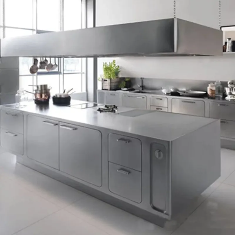 Luxury Kitchen Island Modern Kitchen Cabinets Simple Design Stainless Steel Kitchen