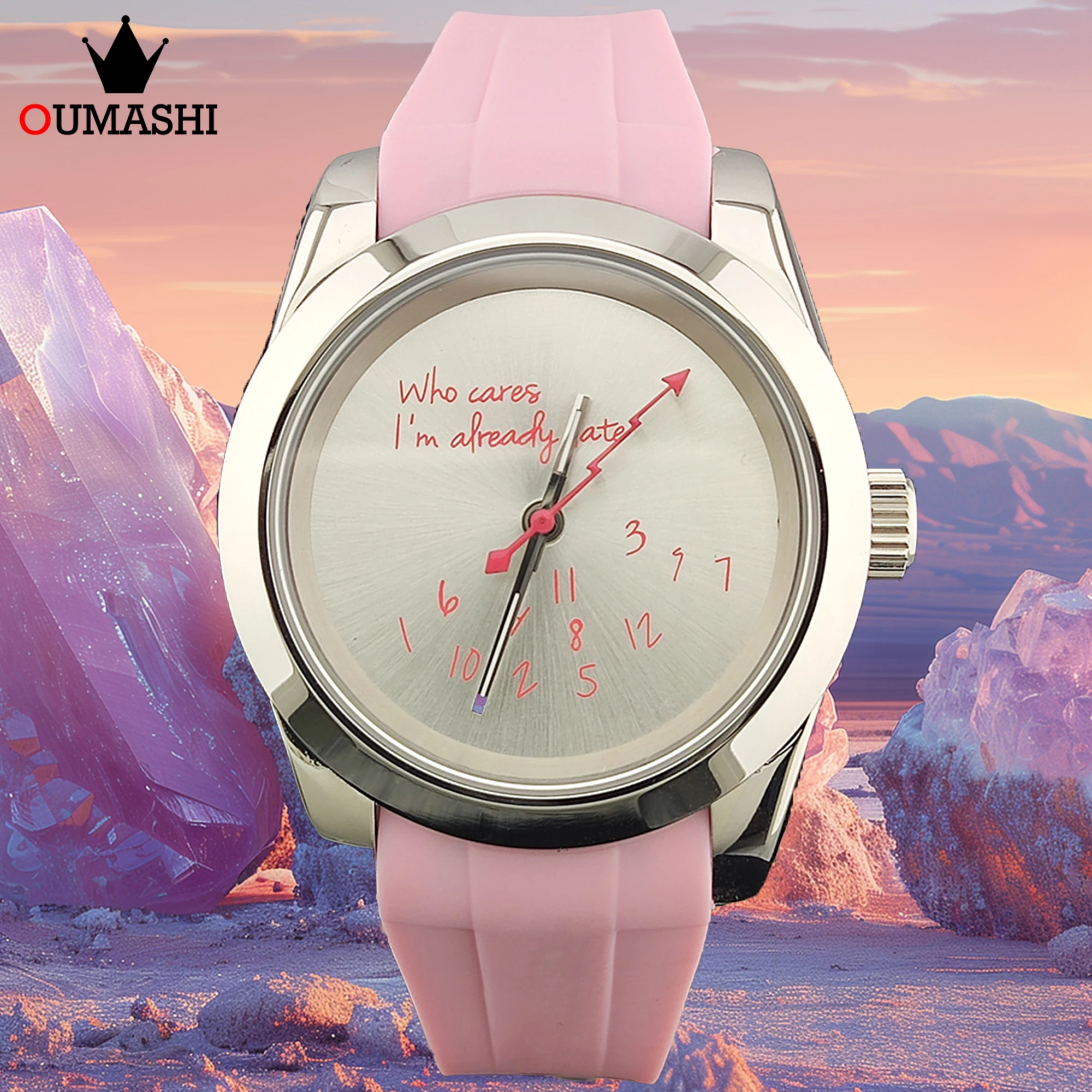 39/36mm Pink Sunray Automatic Mechanical Watch with NH35 Movement Sapphire Glass Waterproof to 10atm 316L Stainless Steel