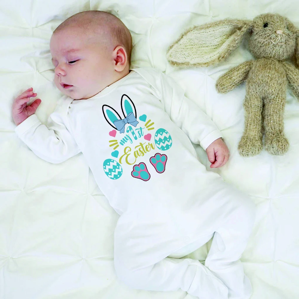 My First Easter Print  Baby Sleepsuit Newbron Babygrow Sleepsuit Baby Girl/ Boy Clothing Infant Easter Day Present  Bodysuits