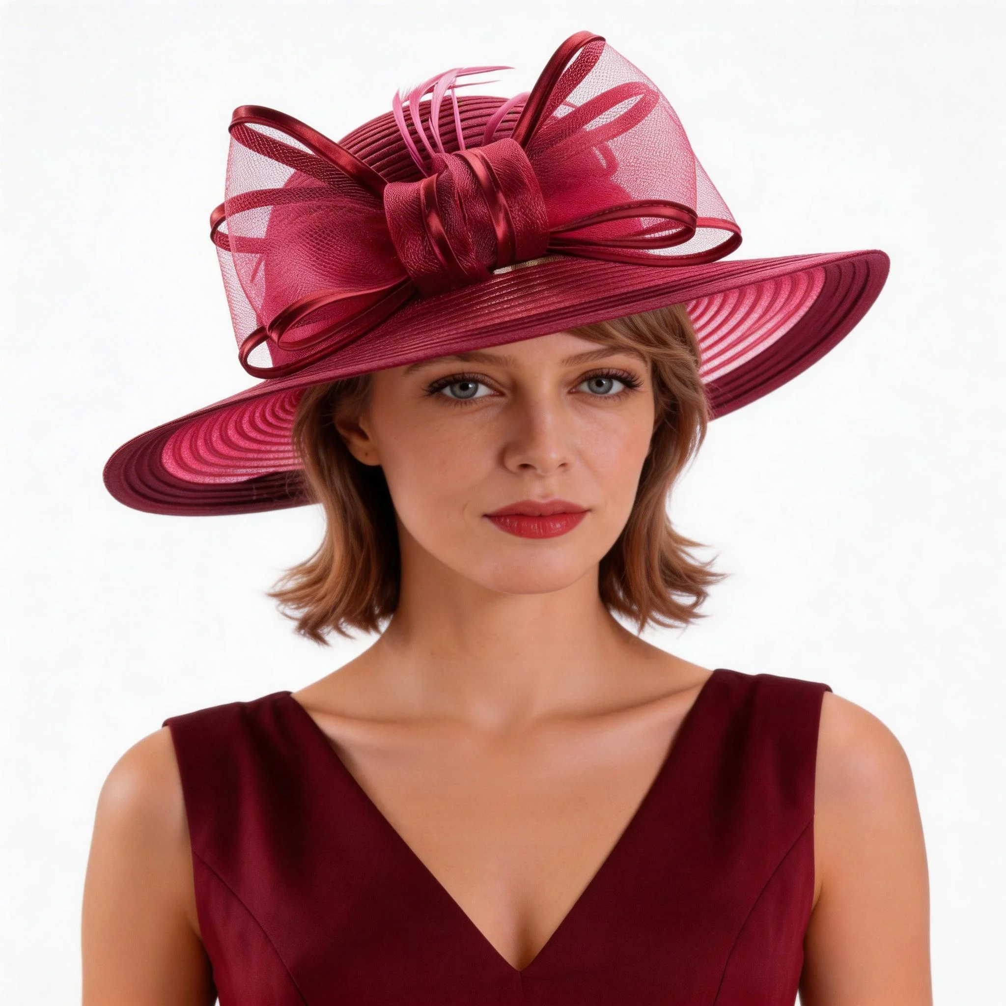 

Lawliet Womens Satin Ribbon Sun Summer Hat Church Designer Couture Bridal Kentucky Derby Cap A584