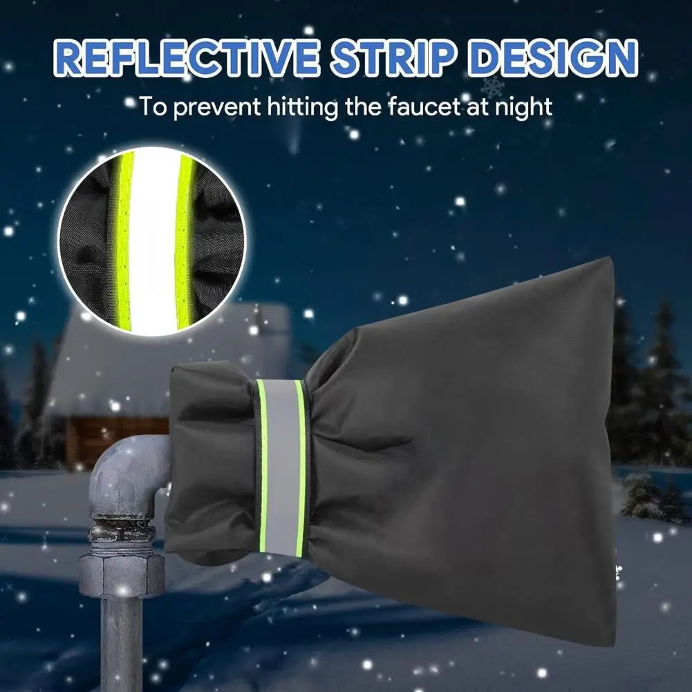 

1/2Pcs Outdoor Faucet Covers with Reflective Strip Waterproof Faucet Antifreeze Cover Thermal Insulation Faucet Protector Covers