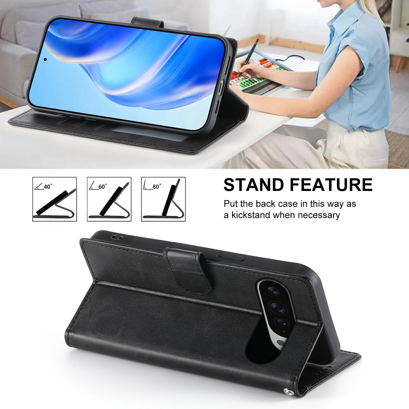 حافظة جلدية قابلة للطي لهاتف جوجل بيكسل 10 9 برو XL 9A 8 8A 7A 7 10Pro 5G بطاقة مغناطيسية Solt محفظة حامل غطاء جيب للكتاب