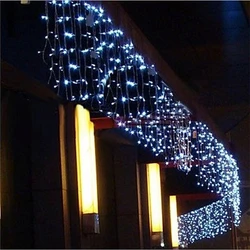 LED Cortina Icicle String Lights, Guirlanda de Natal, Luz Decorativa do Feriado, Jardim, Rua, Exterior, Droop 0.4-0.6m, AC 220V, 5m