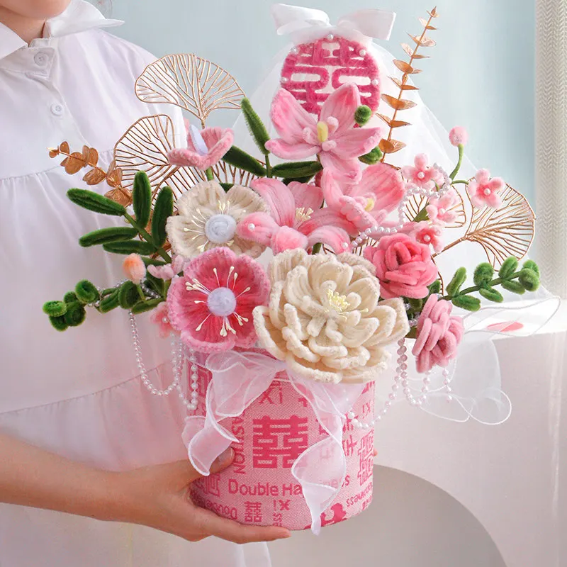 Wedding joy twist stick bouquet handmade DIY hug bucket floral material bag homemade gift