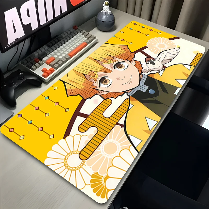 Mouse Pad Non-Slip Large Gaming Rubber Mouse Computer Keyboard Mats Game accessories PC carpet Demon Slayer Zenitsu Mousepad XXL