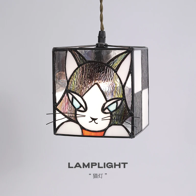 

American cute cartoon children's chandelier restaurant bedside bedroom cat lamp foyer corridor glass chandelier