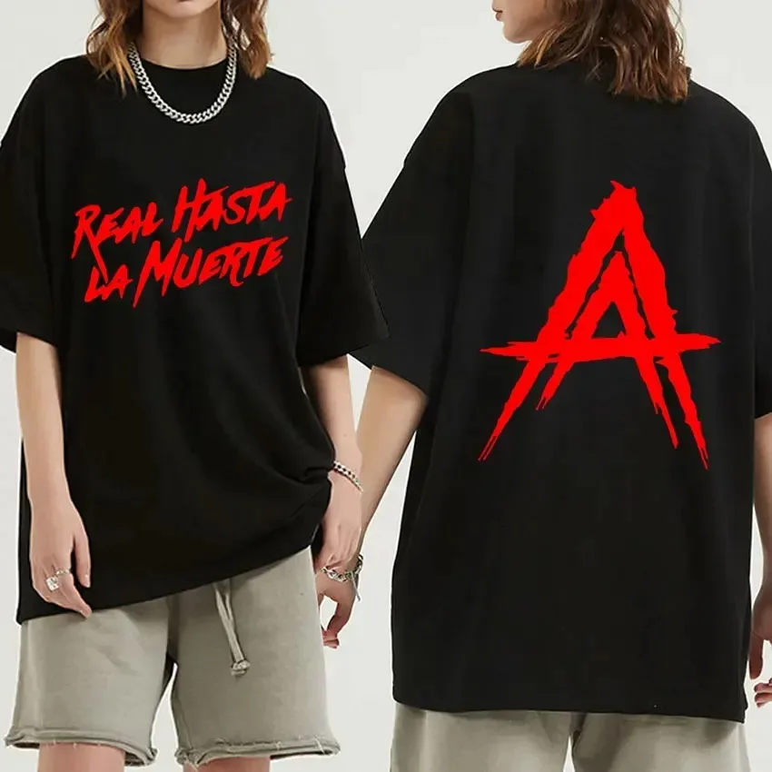 2024 Rapper Anuel AA Real Hasta La Muerte Print T-shirt Hip Hop Oversized Short Sleeve T Shirt Men Women Fashion Cotton T Shirts