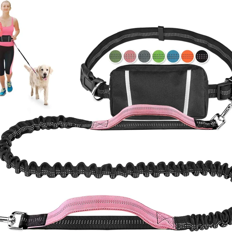 Hands-free Large Dog Running Retractable Supplies Walking  Training,adjustable Waist Belt Dogs Pet Waist Bungee Free Jogging 2