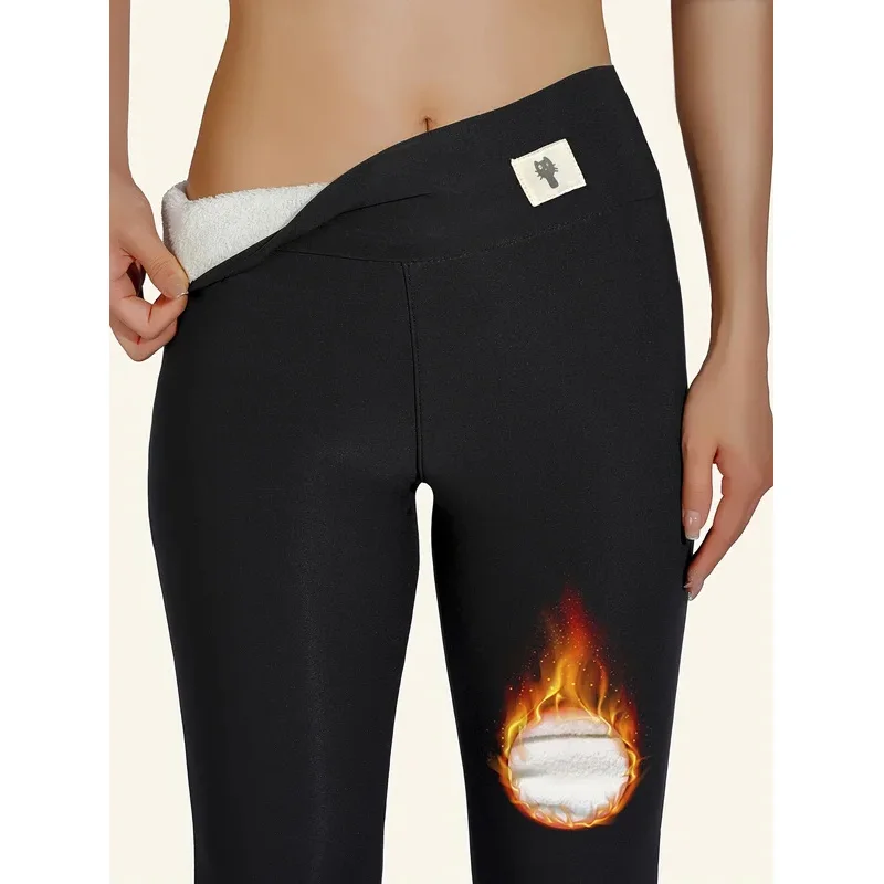 Winter Thicken Warm Leggings Women Lamb Cashmere Joggers High Waist Fleece Elastic Tights Warm Tights Pants Slim Velvet Legging