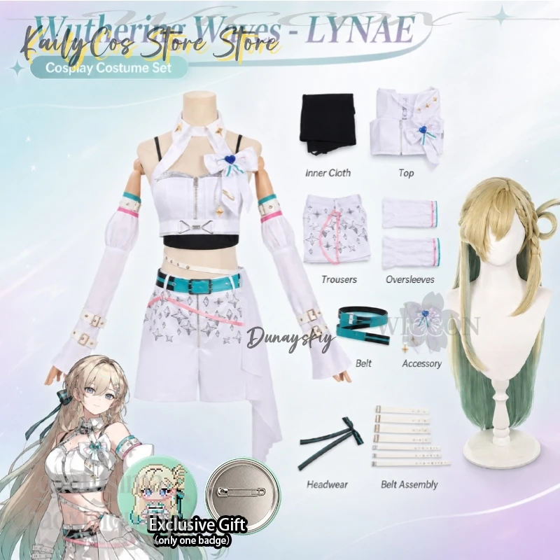

LYNAE Idol Stage Uniform White Fashion Shorts Y2K Game Wuthering Waves Idol Groups Solar5 Jirai Kei Suit Halloween Cosplay Anime