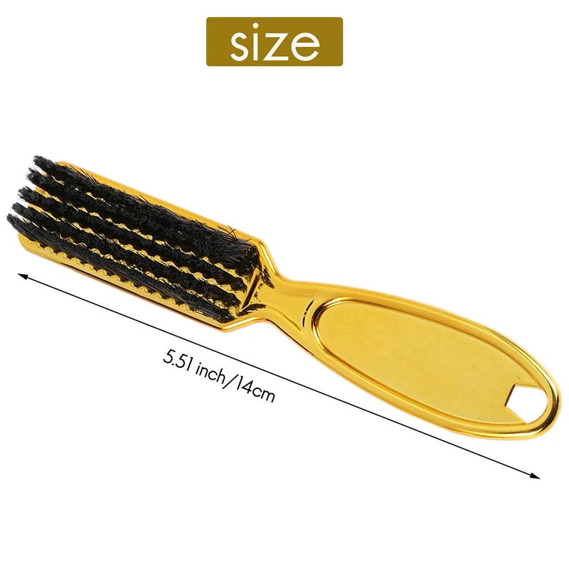 HOT-Fade Brush Comb Scissors Cleaning Brush Barber Shop Skin Fade Vintage Oil Head Shape Carving Cleaning Brush Gold 2PC