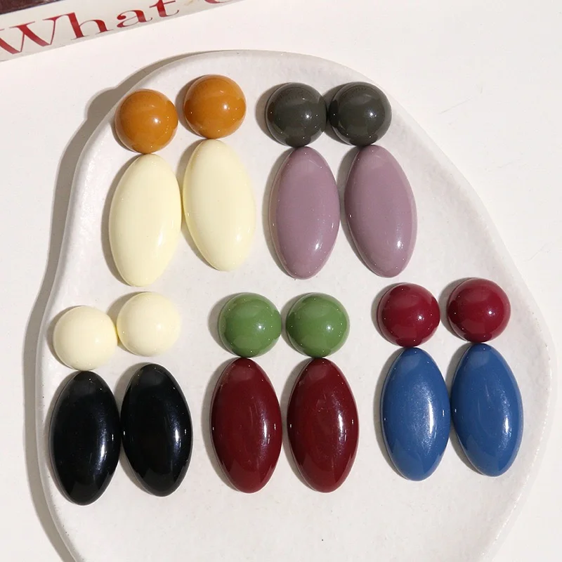 Wholesale 50pcs/lot color print geometry rounds ovals shape resin cabochon beads diy jewelry garment hair accessory