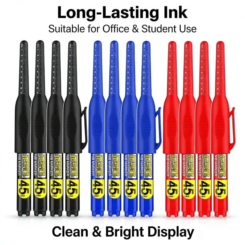 1-40Pcs 45mm Waterproof Long Head Nib Deep Hole Markers Pen Tile Carpenter Pen Multi-purpose for Woodworking Black/Blue/Red Ink