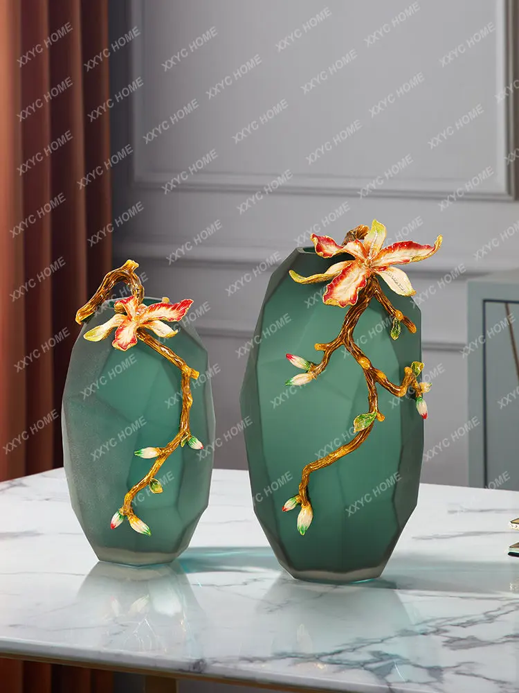 

Glass Vase Decoration Home Porch High-End Decorations Home Wine Cabinet Creative Enamel Table-Top Decoration