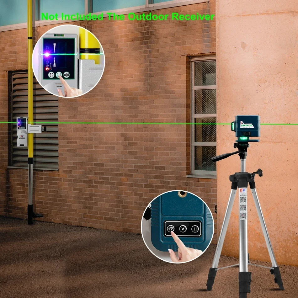 KaiTian Laser Level 3D 12 Lines Self-Leveling with 360 Rotary Base&Lifting Platform and Magnet Bracket Green 3D Laser Line Level