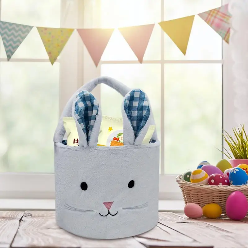 Easter Bunny Baskets For Kids Easter Candy Eggs Baskets Bunny Tote Party's Celebrate Decoration Eggs Candy Carry Buckets