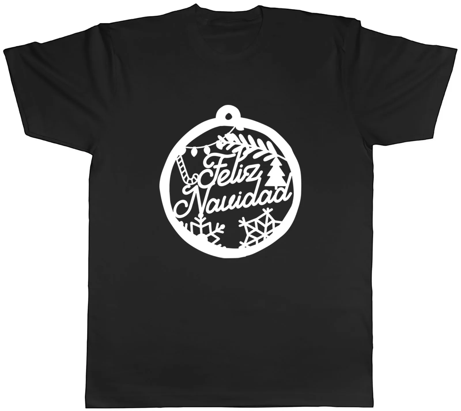 Feliz Navidad In A Christmas Ball Mens Unisex T-Shirt Tee Gift IdeaDesign Printing T Shirts  English printed niche T-Shirt