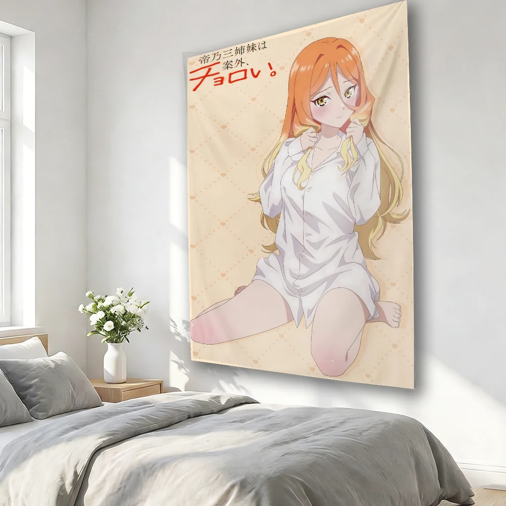 Mikado Sanshimai wa Angai Choroi Tapestry, Blonde Girl White Shirt Warm Yellow Heart Anime Wall Hanging for Otaku Bedroom Dorm