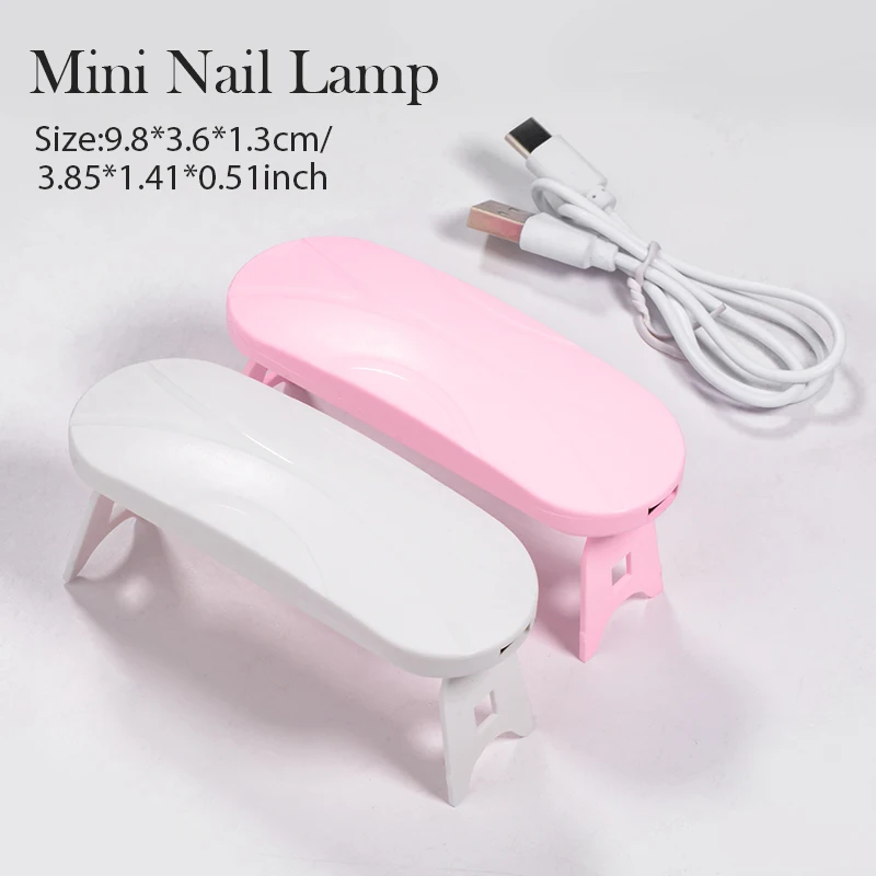 Mini máquina secadora de unhas portátil com cabo USB, lâmpada manicure UV, uso doméstico DIY, lâmpada para secagem polonês, verniz, 6W, 3 LED