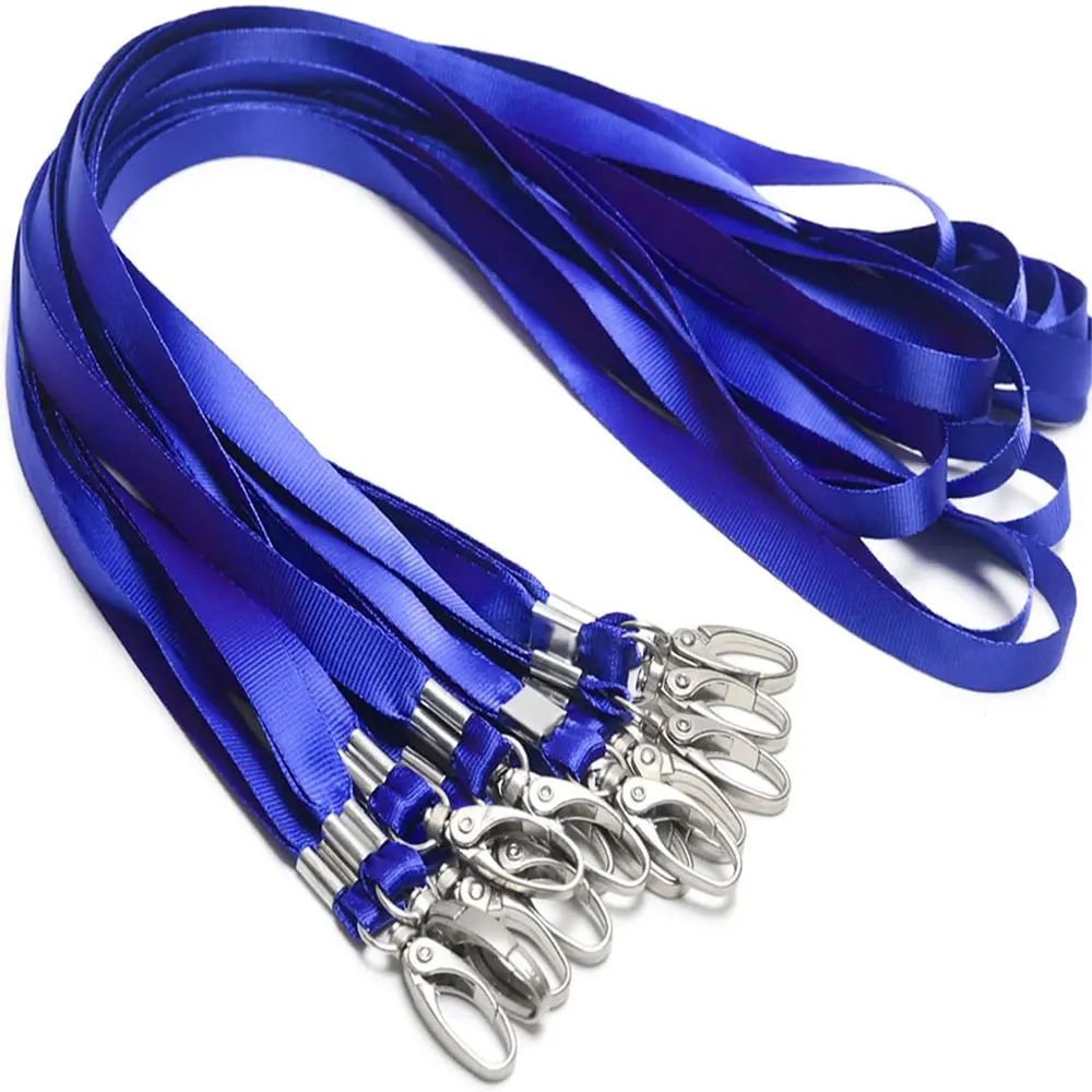 10pcs Blue Lanyard, Nylon Lanyard for ID Badges with Rotary Hook, Suitable for Office ID Badges and Keychains
