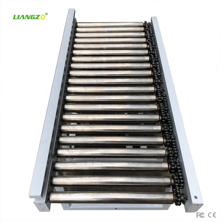 Automatic Transfer Heavy  Adjustable Feet Chain Driven Live Roller Conveyor For Transporting