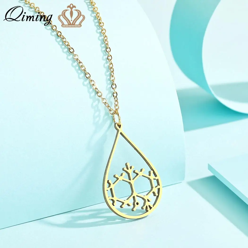 QIMING Petrichor Geosmin Molecule Women Necklace Geometric Science Jewelry Chemical Chemistry Pendant Necklace