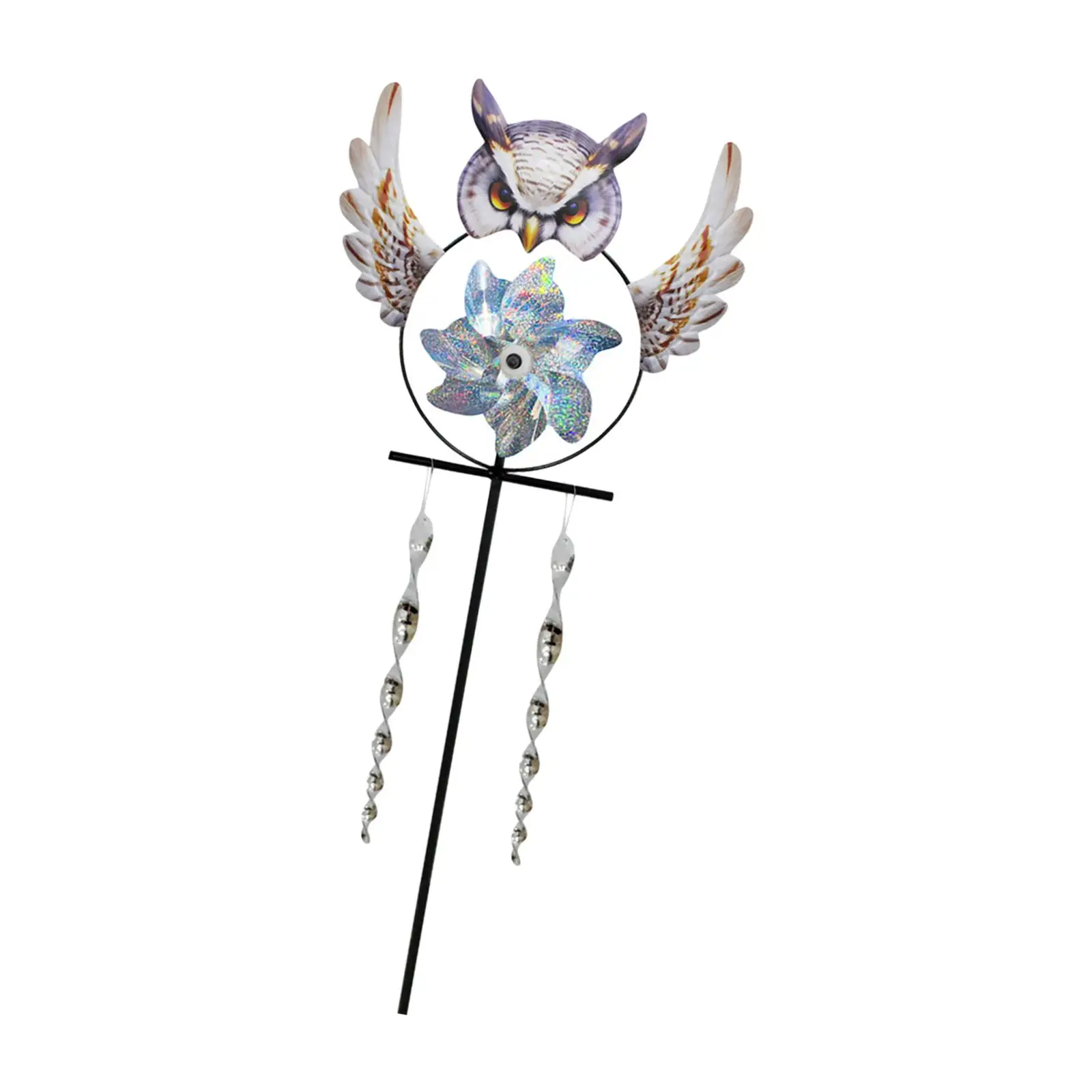 Garden Owl Figurine Windmill with Stake Wind Chime for Orchard Multipurpose