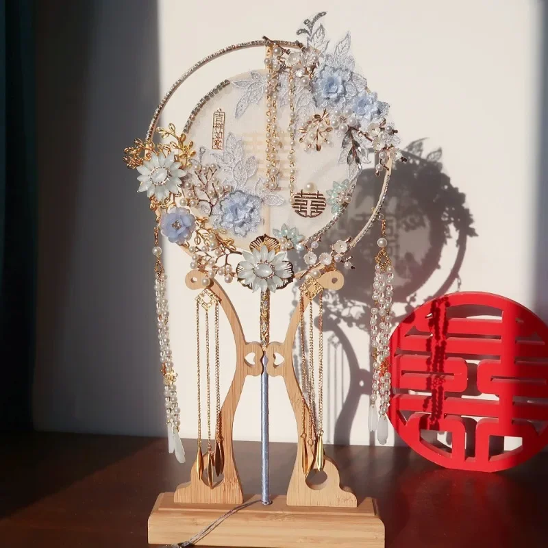 Chinese style happy fan material package handmade wedding fan retro nostalgic group fan