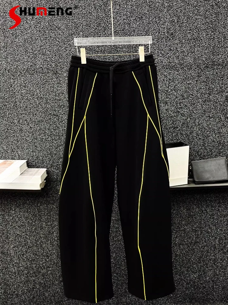 

2026 Four Season Wear High-end Sweatpants Men's Loose Drawstring Trousers Trendy Versatile Elastic Waist Comfort Sports Pants