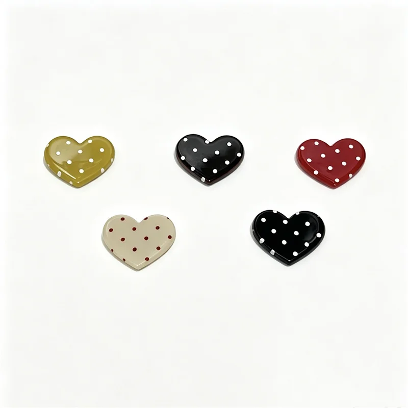 Wholesale 50pcs/lot 25mm color dots pattern print cartoon hearts shape acrylic cabochon diy jewelry garment hair accessory