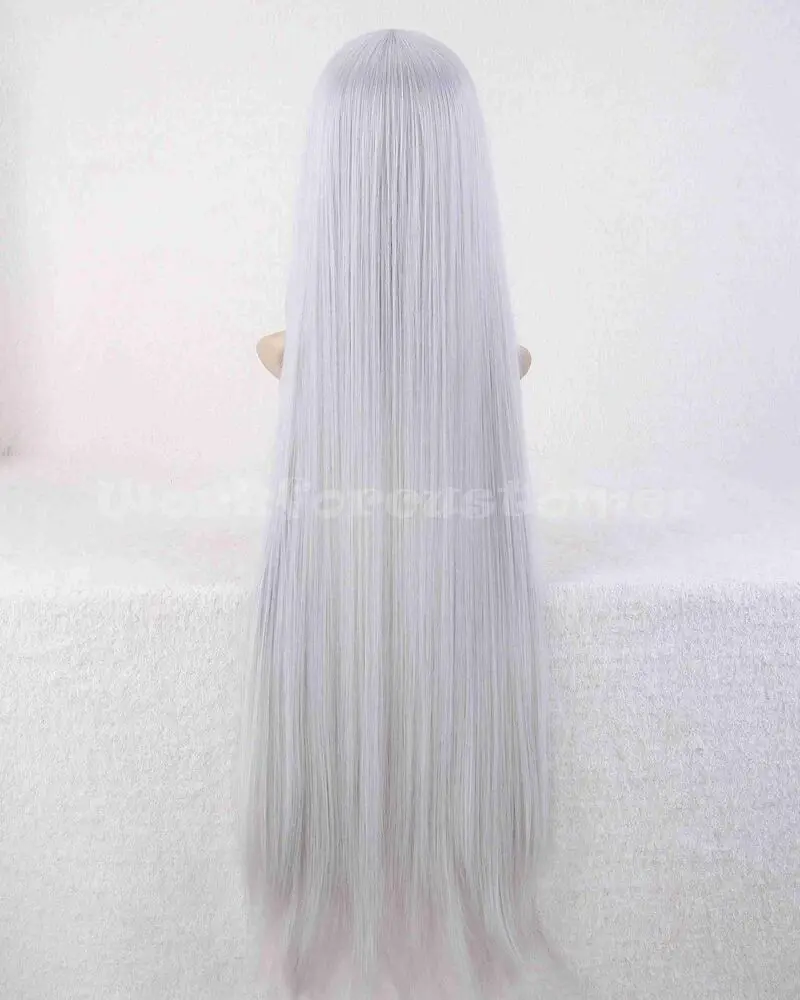 100cm Supper Long Grey Cosplay Wigs Dress Party Costume Wig Straight Hair