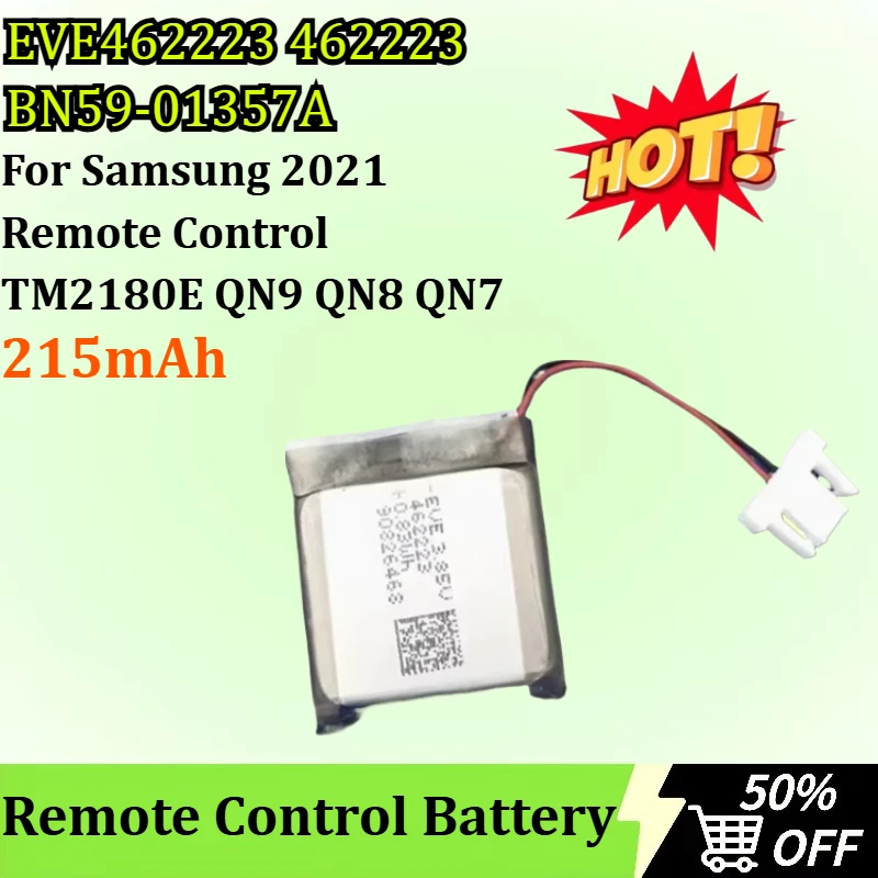 

New 215mAh EVE462223 462223 BN59-01357A Battery for Samsung 2021 QLED Voice Solar Energy TV Remote Control TM2180E QN9 QN8 QN7