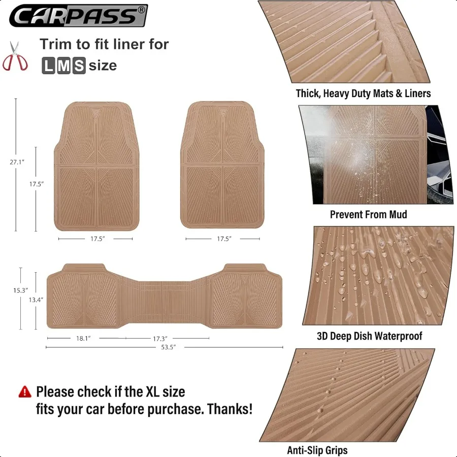 المطاط سيارة الحصير سيارة الحصير جميع الأحوال الجوية مقاوم للماء Trimto صالح الحصير سيارات شاحنات SUV المضادة للانزلاق سهلة التنظيف H #3
